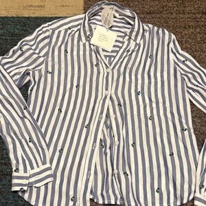 Beachlunchlounge Navy and White Striped Shirt